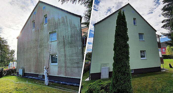 Fassadenreinigung Güstrow: Jetzt kostenfreie Beratung anfordern und Hauswand reinigen lassen.