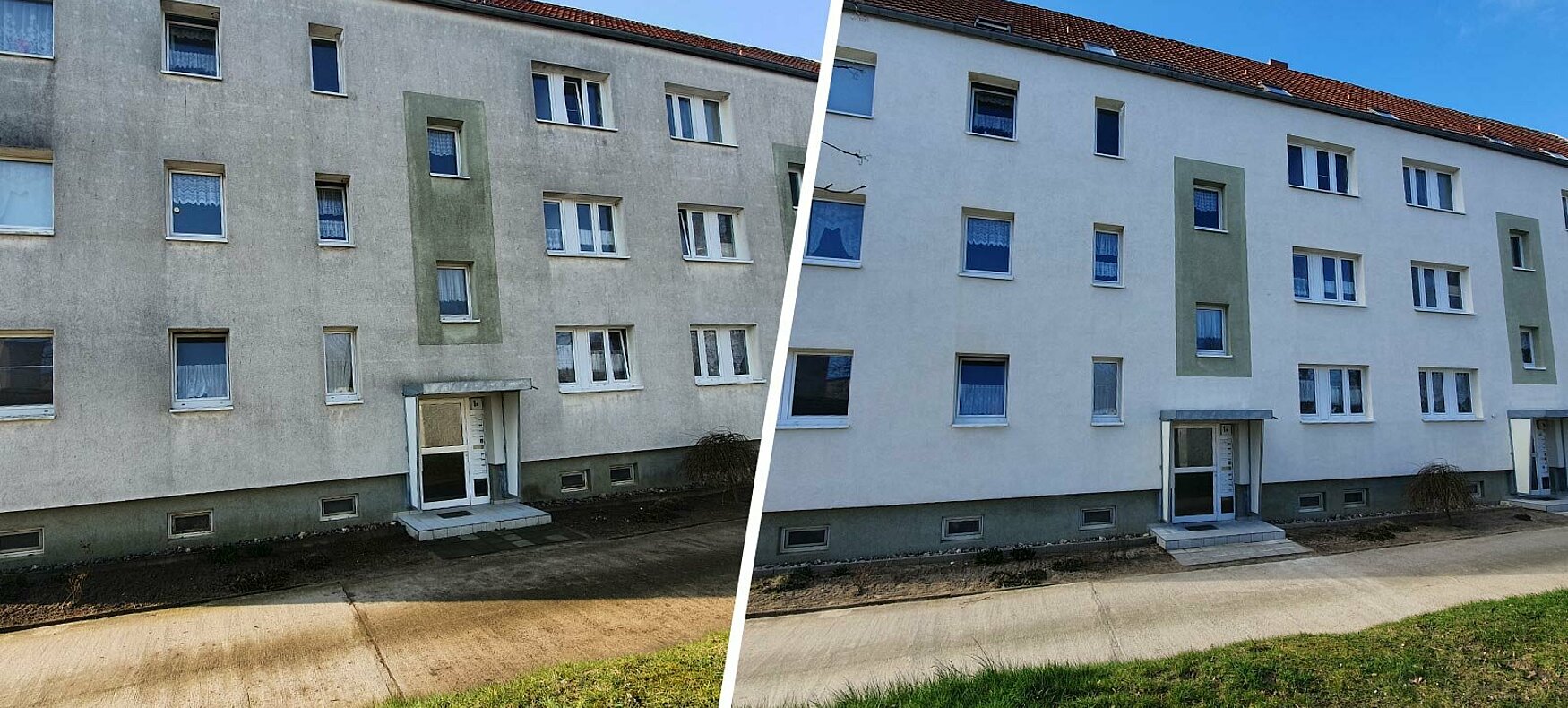 Fassadenreinigung Neubrandenburg: Jetzt Angebot einholen und Hauswand reinigen lassen.